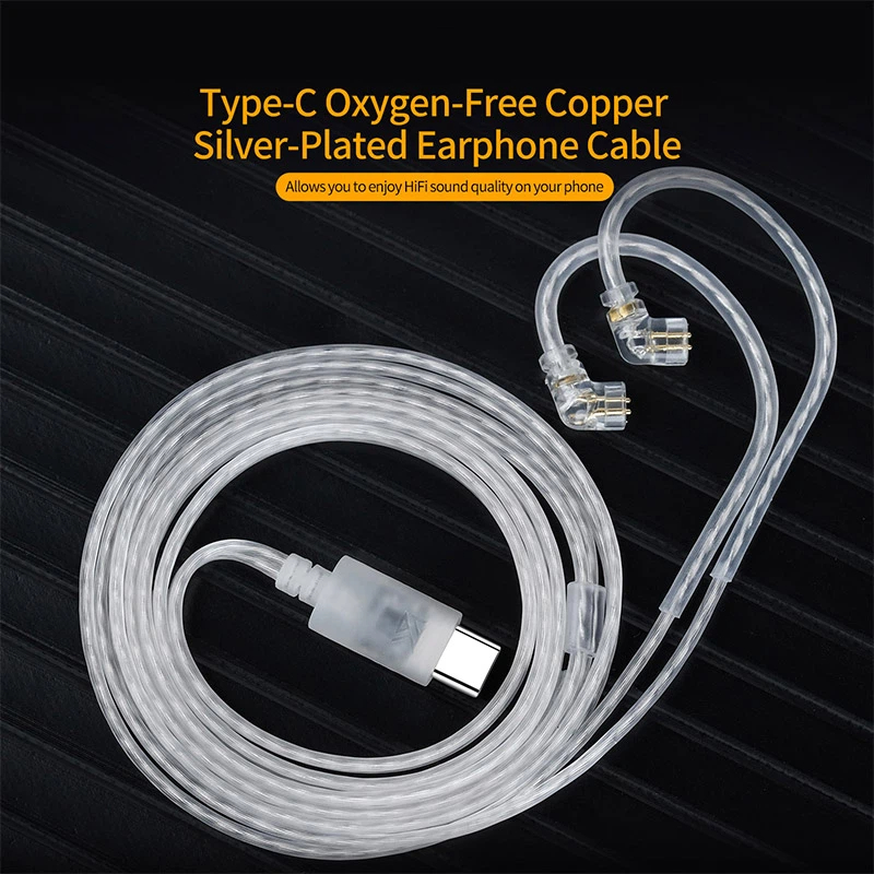Type C Wired Earphones With Mic - KZ Oordopjes Kabel OFC Verzilverde Upgrade