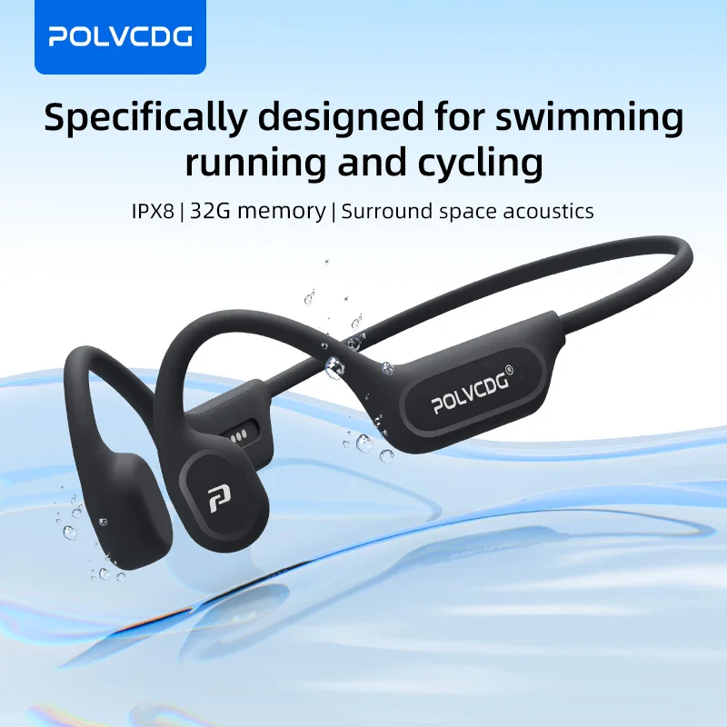 Bone Conduction Running Headphones - POLVCDG X9 Beengeleidingsoortelefoons 32G IPX8 Waterdicht
