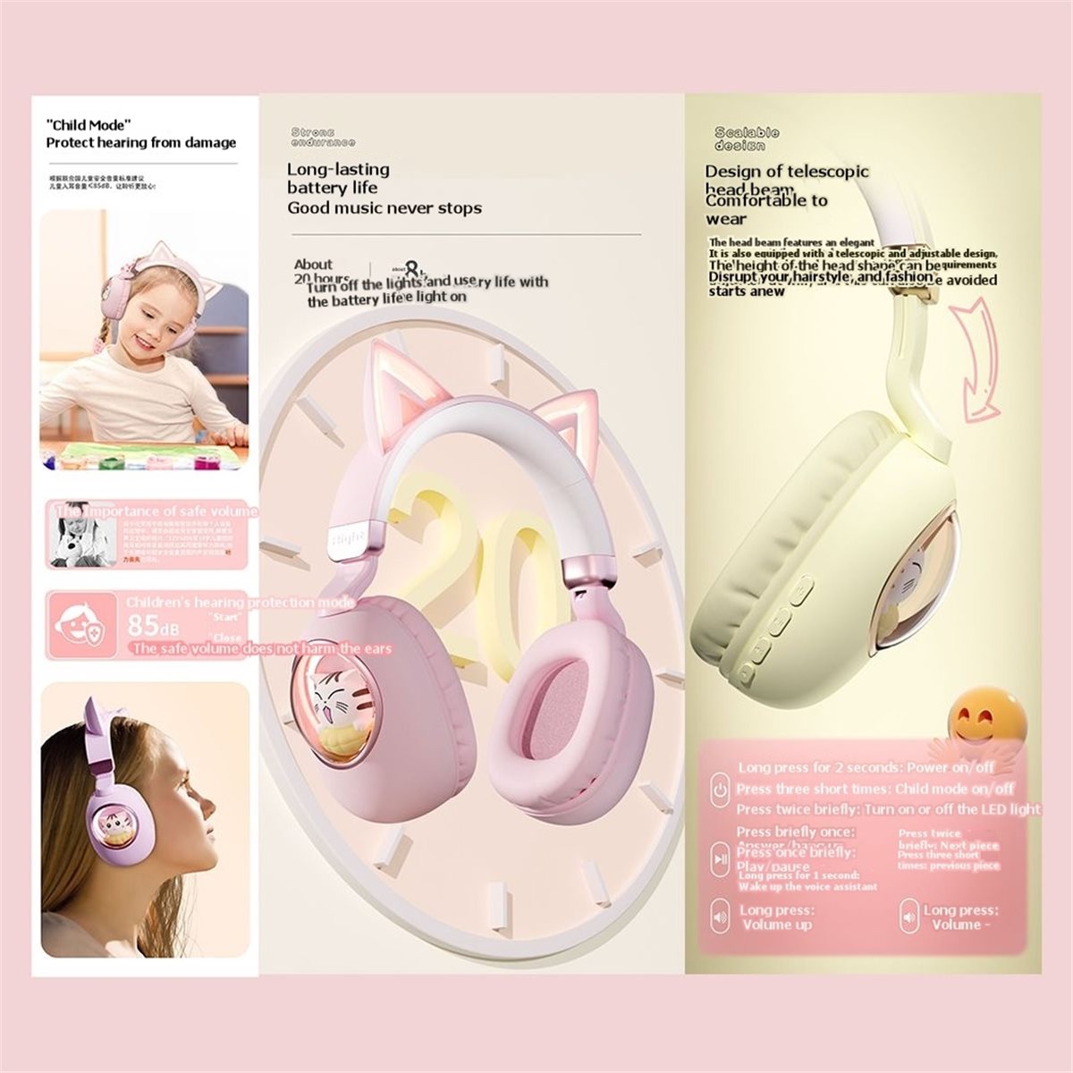 Cat Ear Bluetooth Headset Led - [VALUE PACK] Schattige Bluetooth 5.3 draadloze
