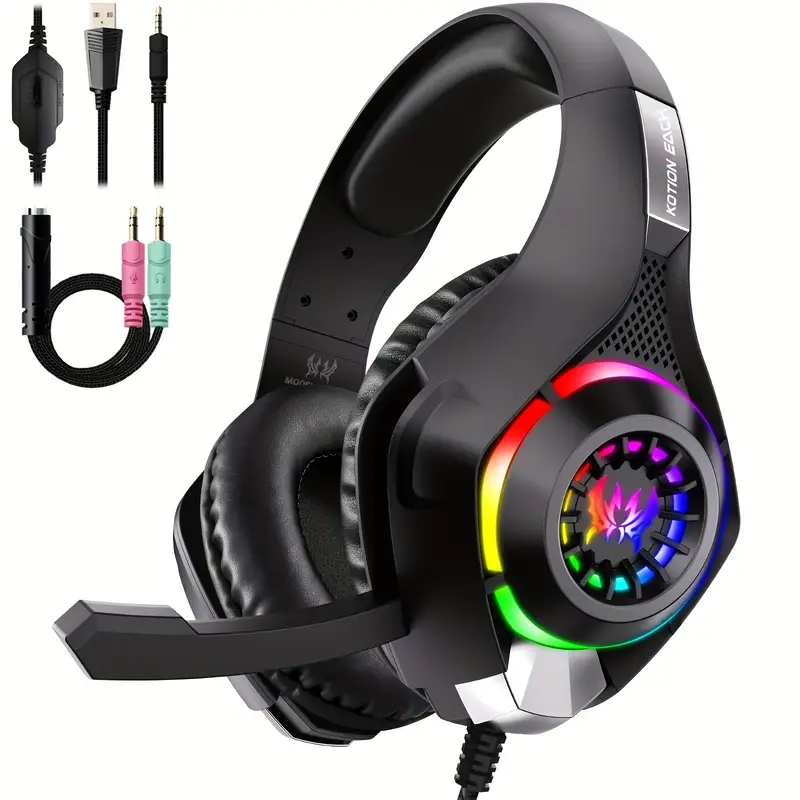 Gaming Headset With Mic Rgb - Gamingheadset voor pc, PS4, PS5, gaminghoofdtelefoon