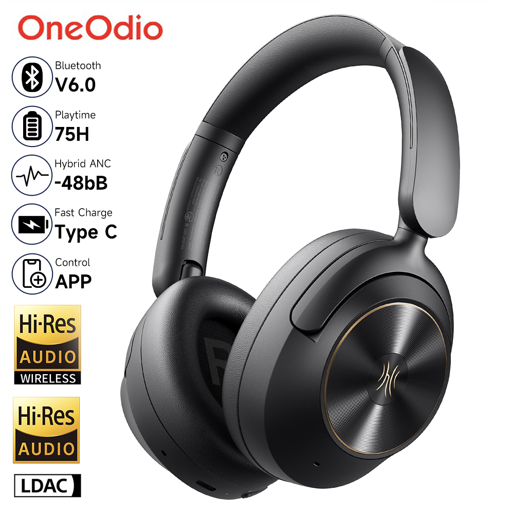 Type C Wired Earphones With Mic - Oneodio A6 ANC draadloze Bluetooth 6.0-hoofdtelefoon