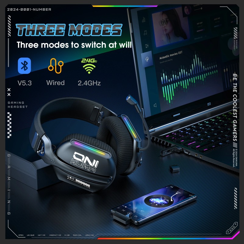 ONIKUMA GT808 Draadloze Gaming - Gaming Headset With Mic Rgb recensie en prijs