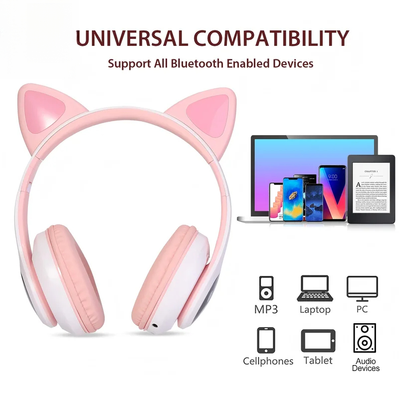 T28 Draadloze Bluetooth Hoofdt - Cat Ear Bluetooth Headset Led recensie en prijs