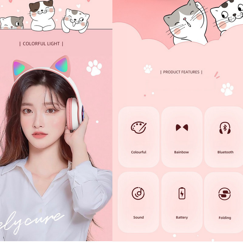Kat Oren Koptelefoon Flitslich - Cat Ear Bluetooth Headset Led recensie en prijs