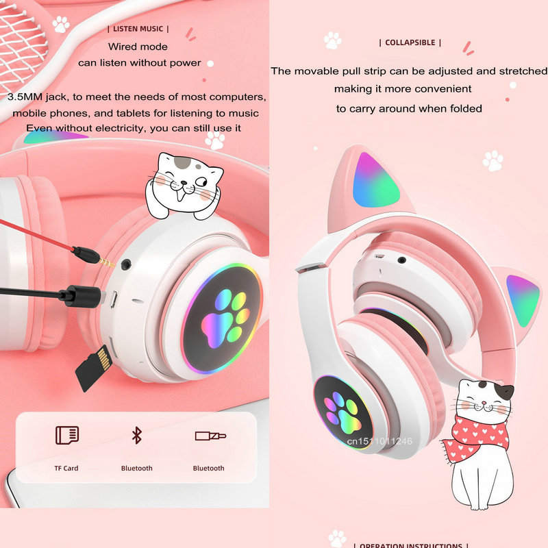 Kat Oren Koptelefoon Flitslich - Cat Ear Bluetooth Headset Led recensie en prijs